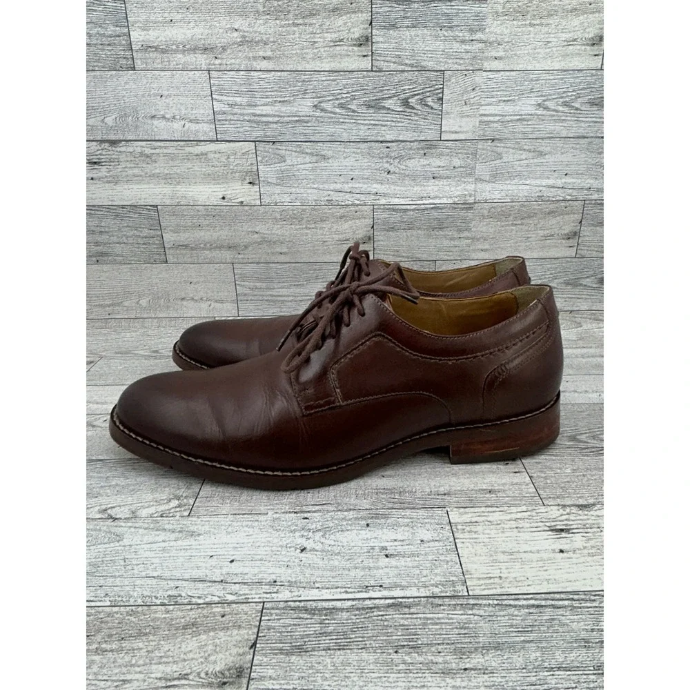 Johnston & Murphy Mens Brown‎ Leather Oxford Dress Shoes Size 9M Made in Brazil